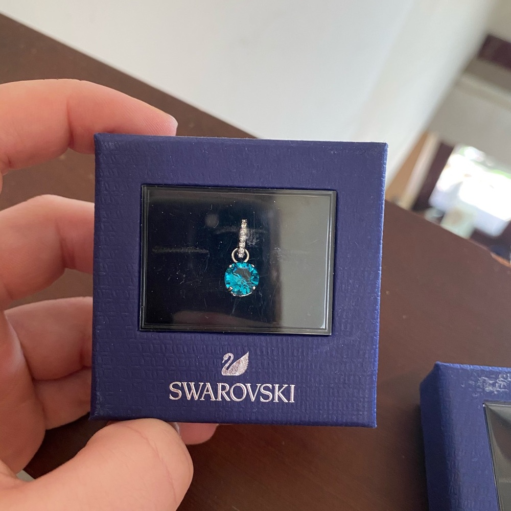 Swarovski Charm, Blue Rhodium Plated